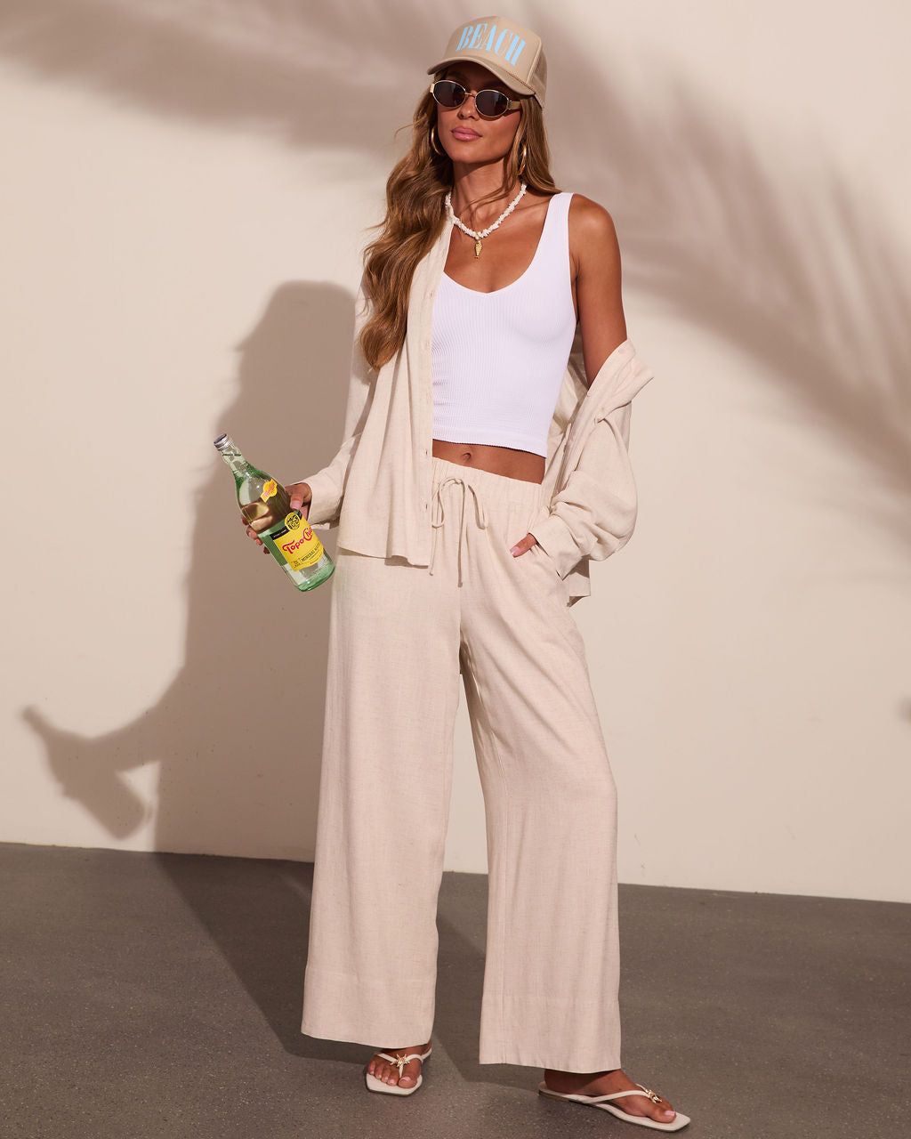 Villa Days Linen Blend Button Down Top