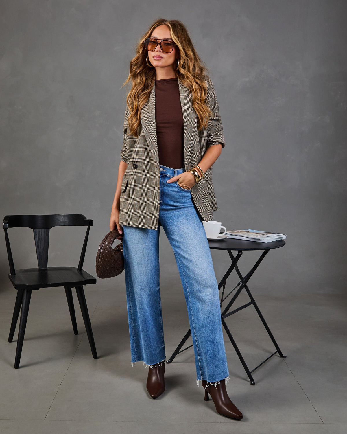 Elenora Plaid Double Breasted Blazer