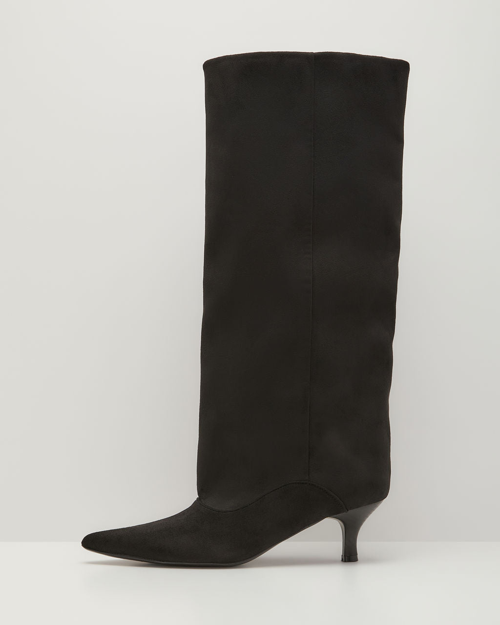 Muse Faux Suede Wide Leg Kitten Heel Boots