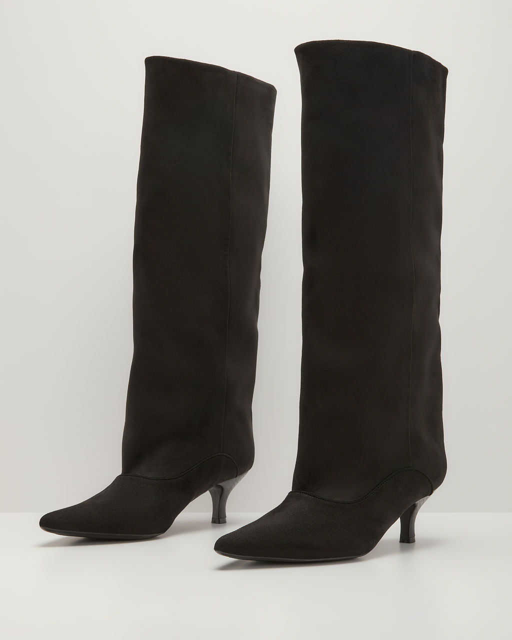 Muse Faux Suede Wide Leg Kitten Heel Boots