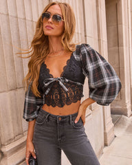 Seasons Change Plaid Lace Corset Top