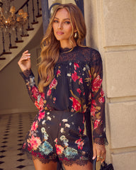 Wild Meadow Floral Lace Trim Top