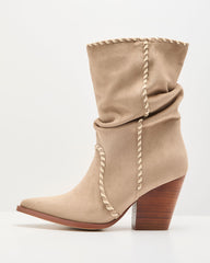 Jaylein Faux Suede Contrast Trim Scrunch Boots