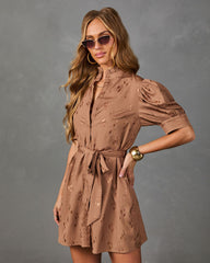 Calista Abstract Mock Neck Waist Tie Mini Dress