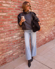 Friday Lights Faux Leather Funnel Neck Moto Jacket