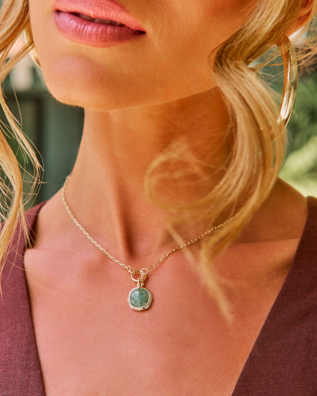 Sea Ember Gemstone Charm Necklace