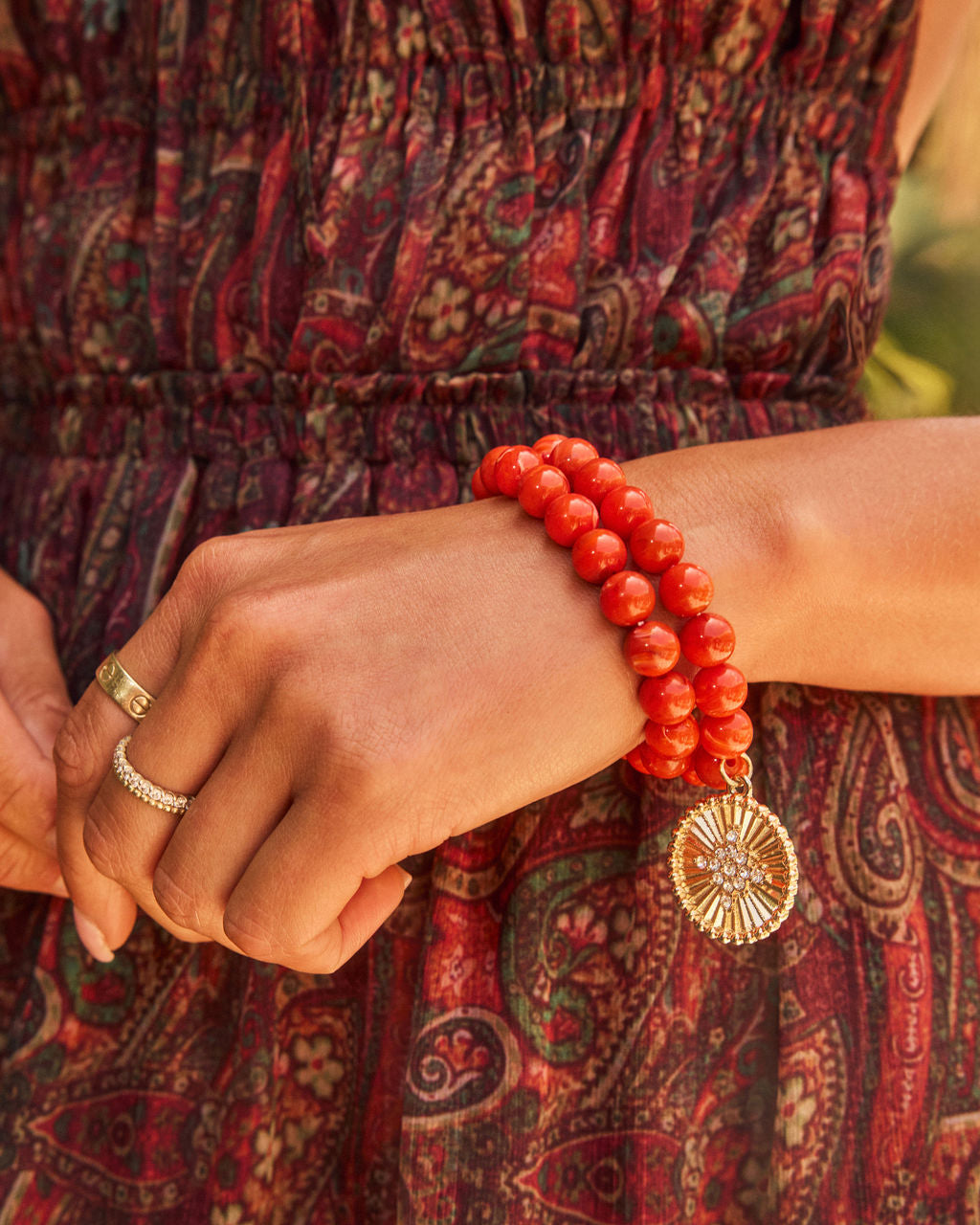 Sea Haze Beaded Charm Bracelet