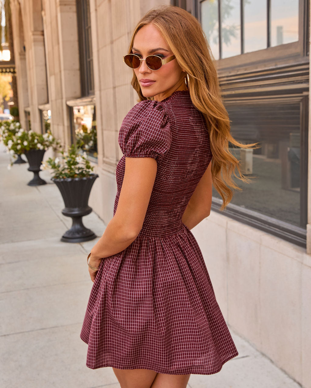 Staci Cotton Plaid Mini Dress