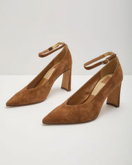 Joelyn Faux Suede Sculpted Block Heel Pumps