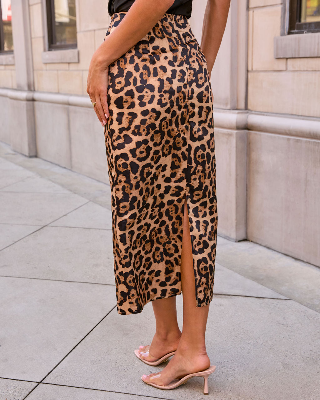 Danni Satin Animal Print Maxi Skirt