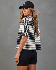 Side Note Cotton Striped Short Sleeve Top