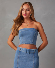 Marie Cropped Denim Tube Top