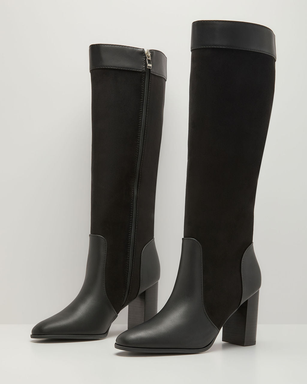 Mila Faux Suede Vegan Leather Panel Boots