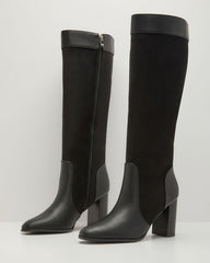 Mila Faux Suede Vegan Leather Panel Boots