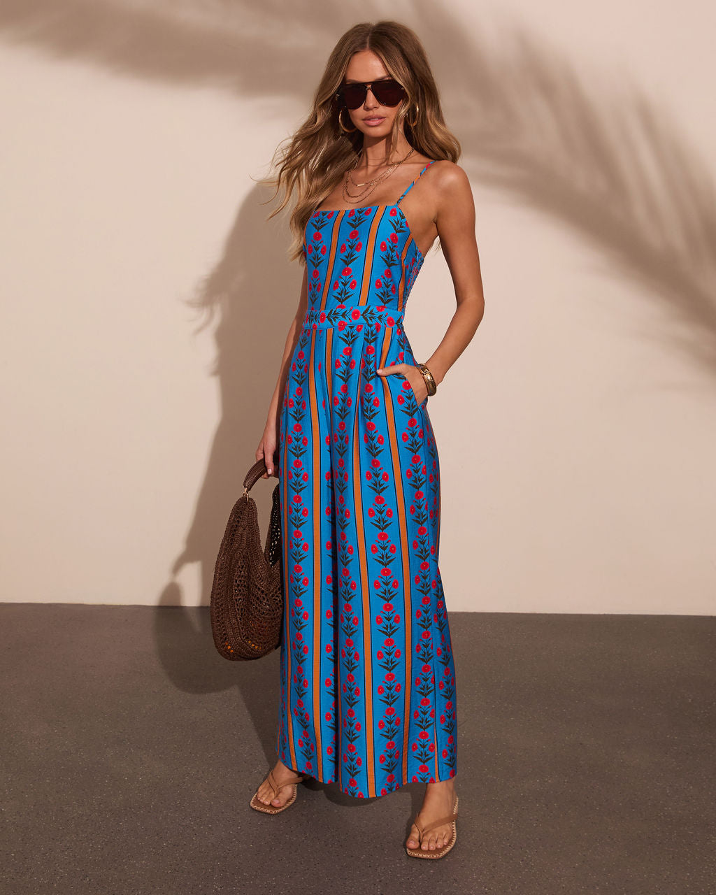 City Garden Striped Floral Jumpsuit