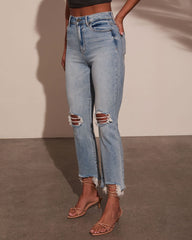 Cosmia Super Stretch High Rise Slim Leg Distressed Jeans