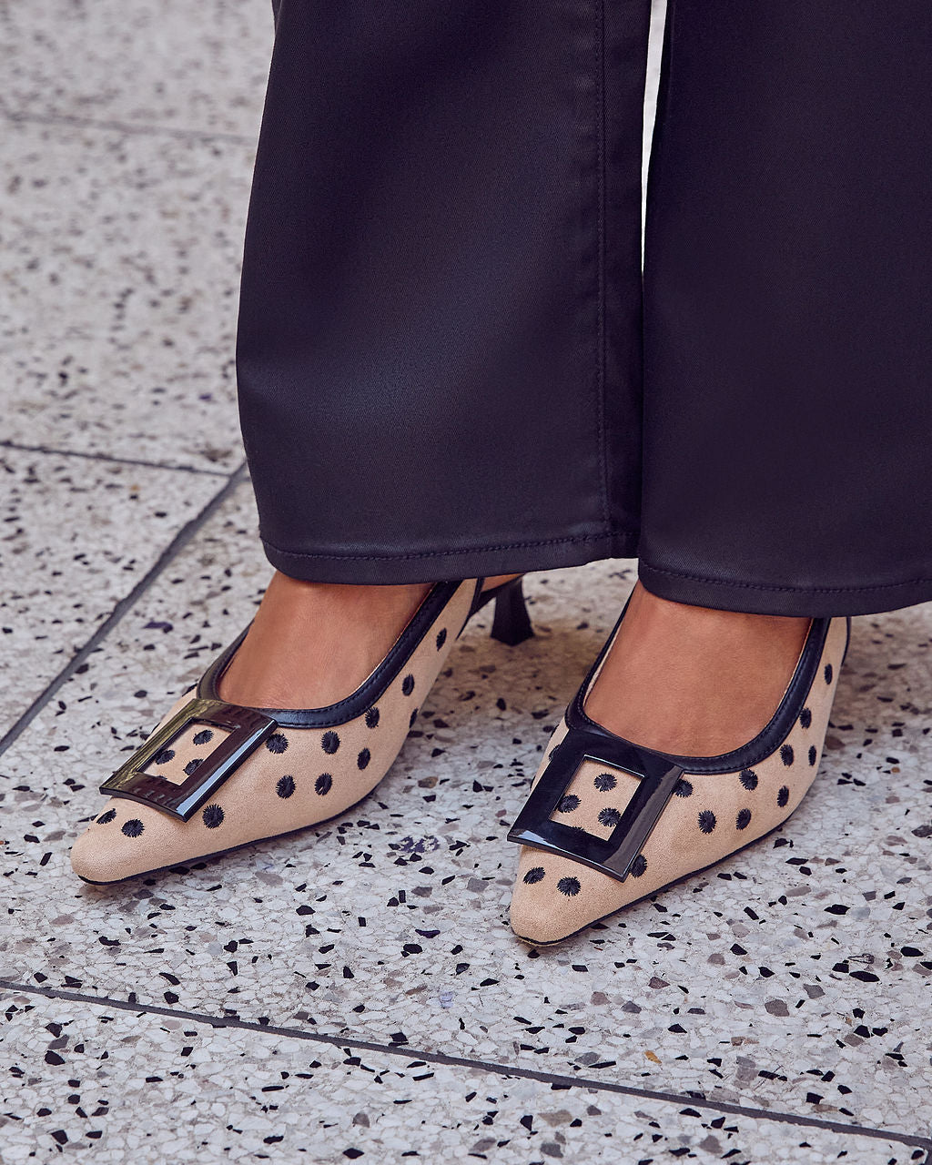 Paris Calling Polka Dot Slingback Kitten Heel
