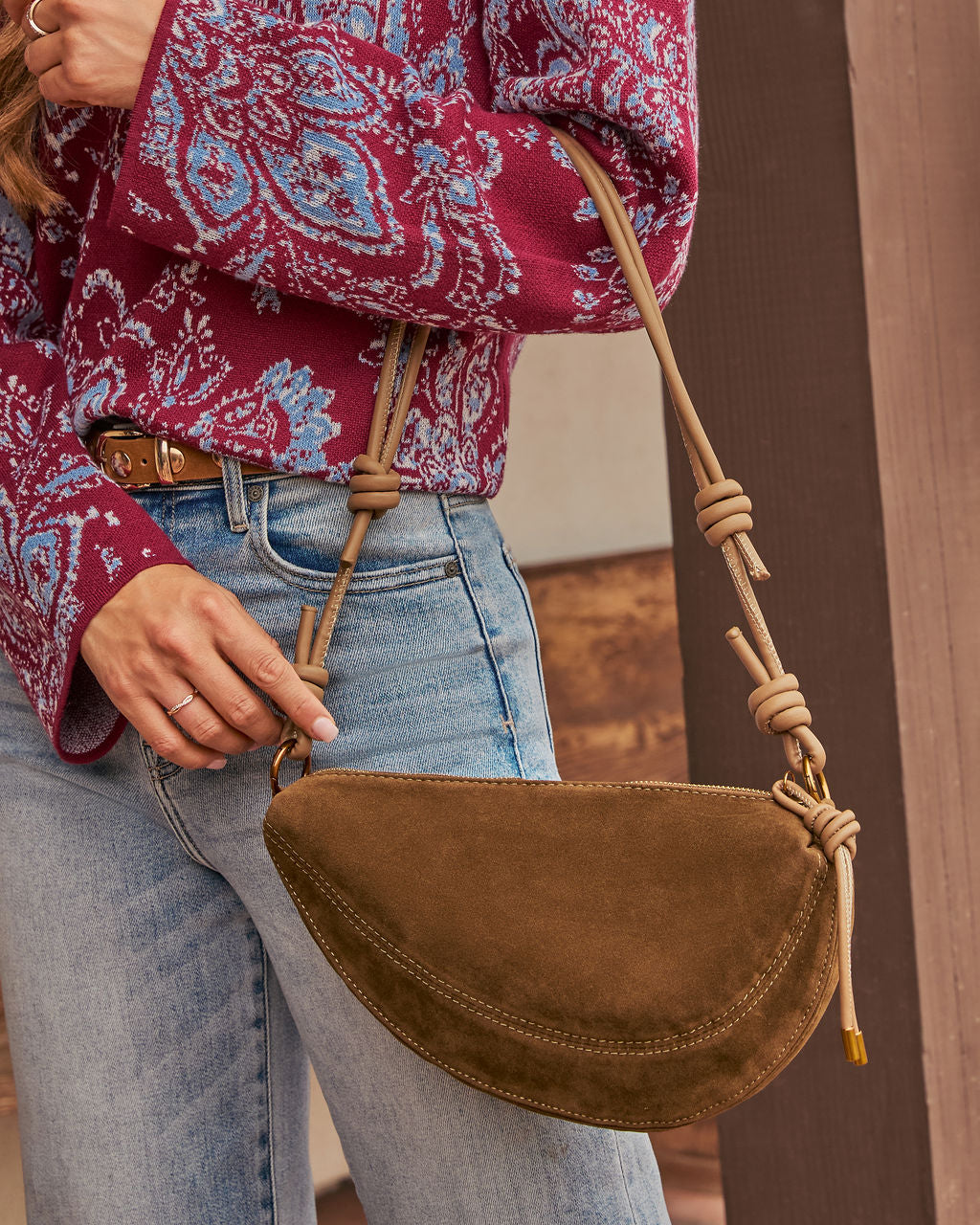 Wendell Faux Suede Shoulder Bag