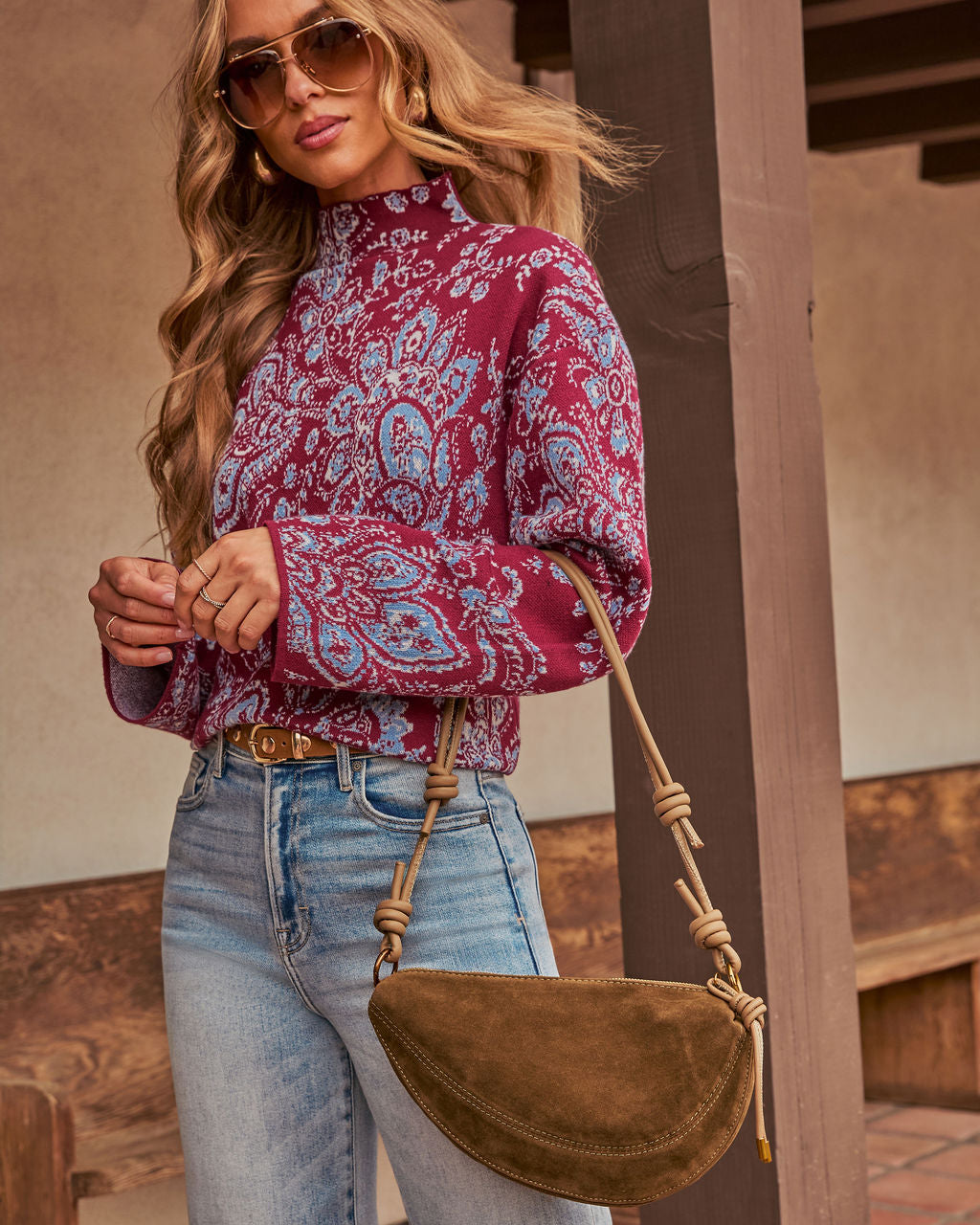 Wendell Faux Suede Shoulder Bag