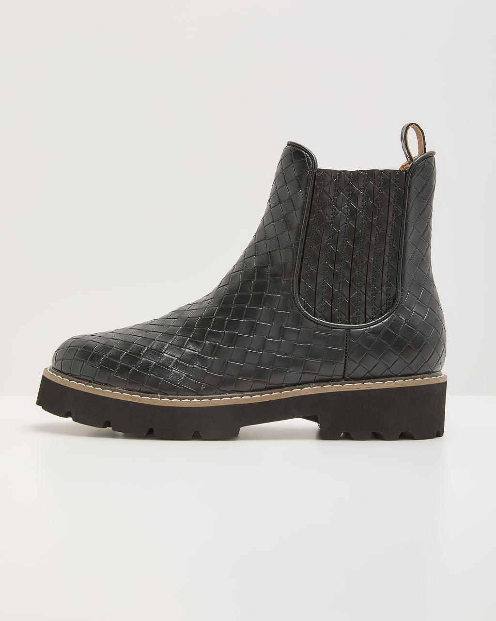 Kieran Woven Faux Leather Chelsea Boots