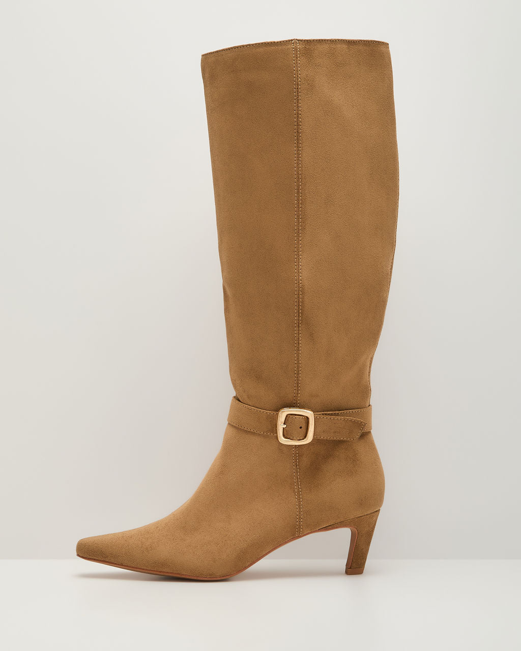 Dina Faux Suede Knee High Buckle Boots