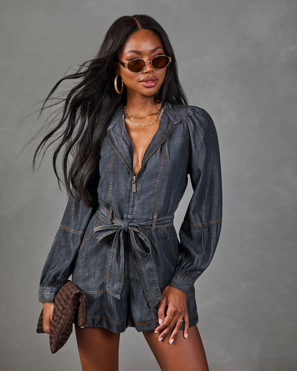 Genesis Chambray Waist Tie Romper