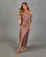 Dotted Reverie Satin Polka Dot Maxi Dress