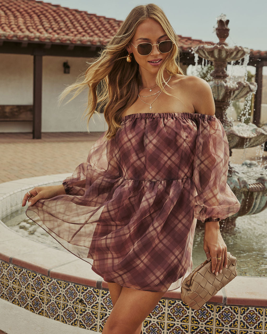 Autumn Sunlight Strapless Chiffon Mini Dress