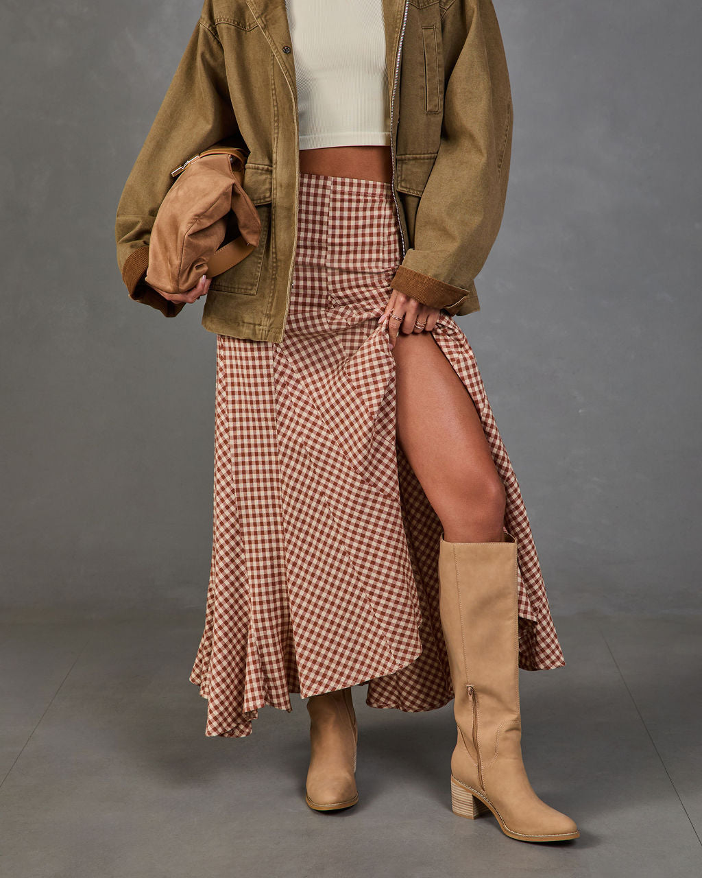 Regina Cotton Plaid Maxi Skirt