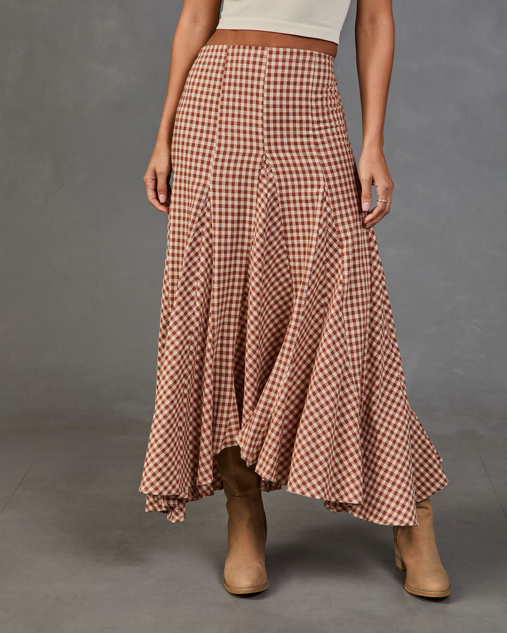 Regina Cotton Plaid Maxi Skirt