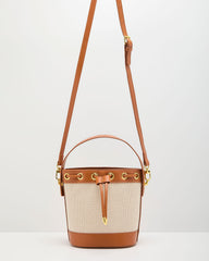 Shoreline Stroll Canvas Vegan Leather Bucket Bag