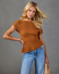 Styled to Stay Ribbed Knit Asymmetric Hem Top
