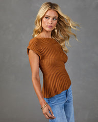 Styled to Stay Ribbed Knit Asymmetric Hem Top