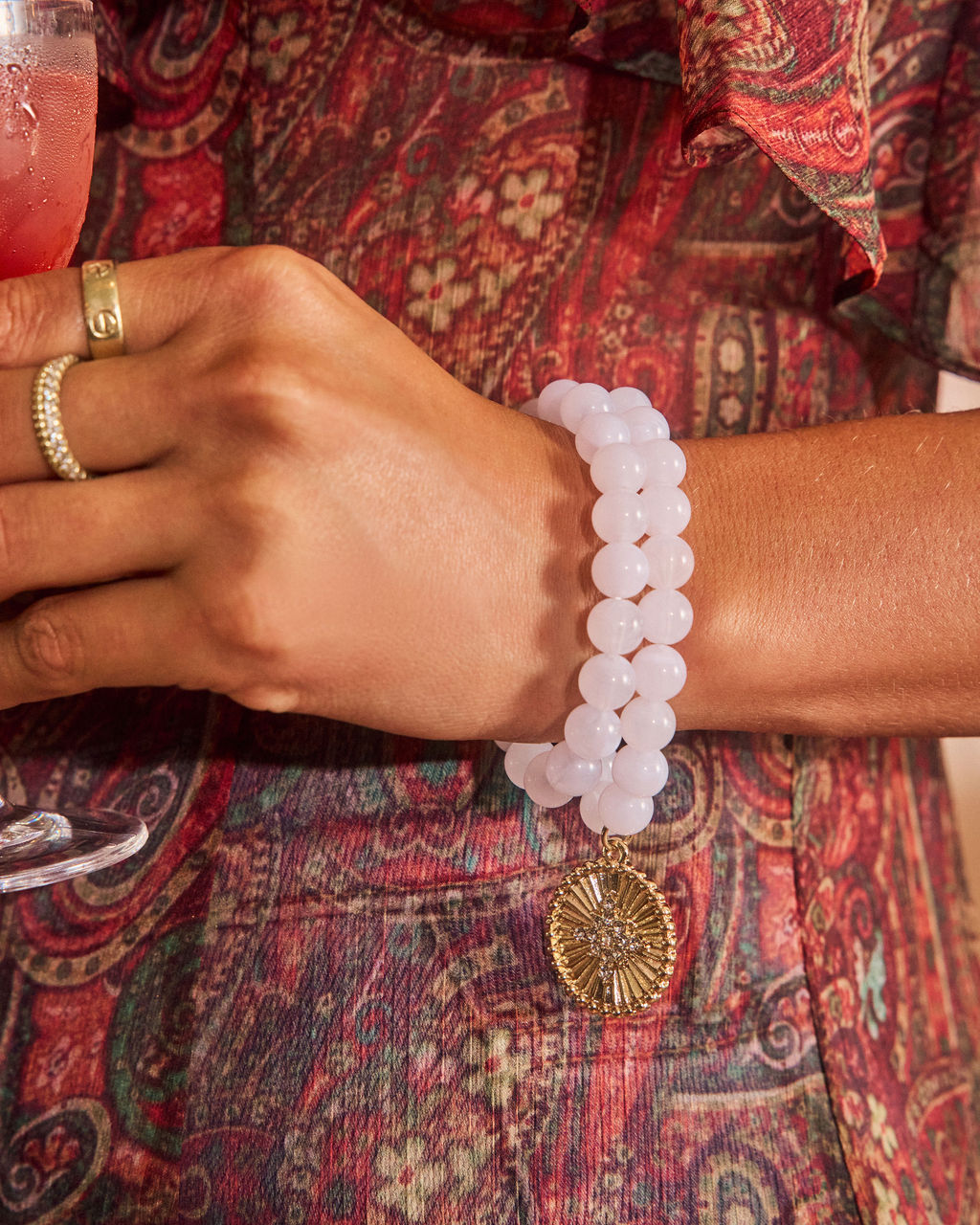 Sea Haze Beaded Charm Bracelet