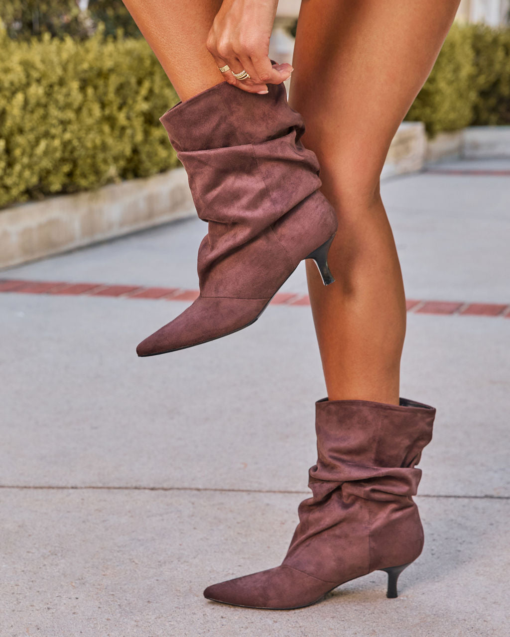 Kiarah Scrunch Faux Suede Booties
