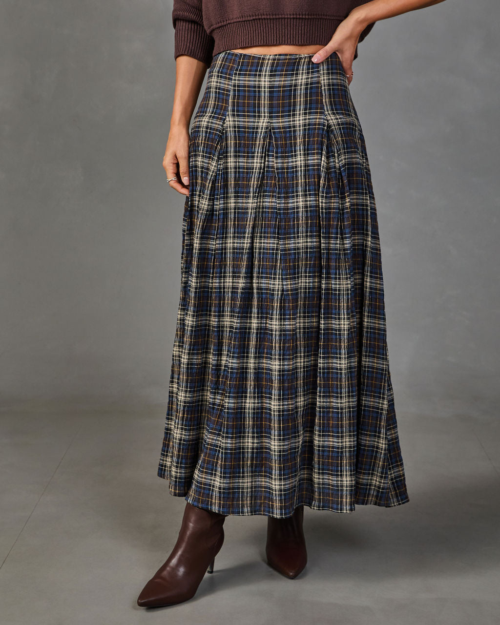 Adela Cotton Plaid Maxi Skirt