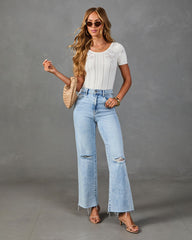 Salenah Open Knit Embroidered Floral Top