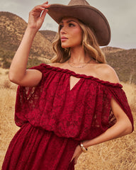 Serafina Floral Lace Off the Shoulder Maxi Dress