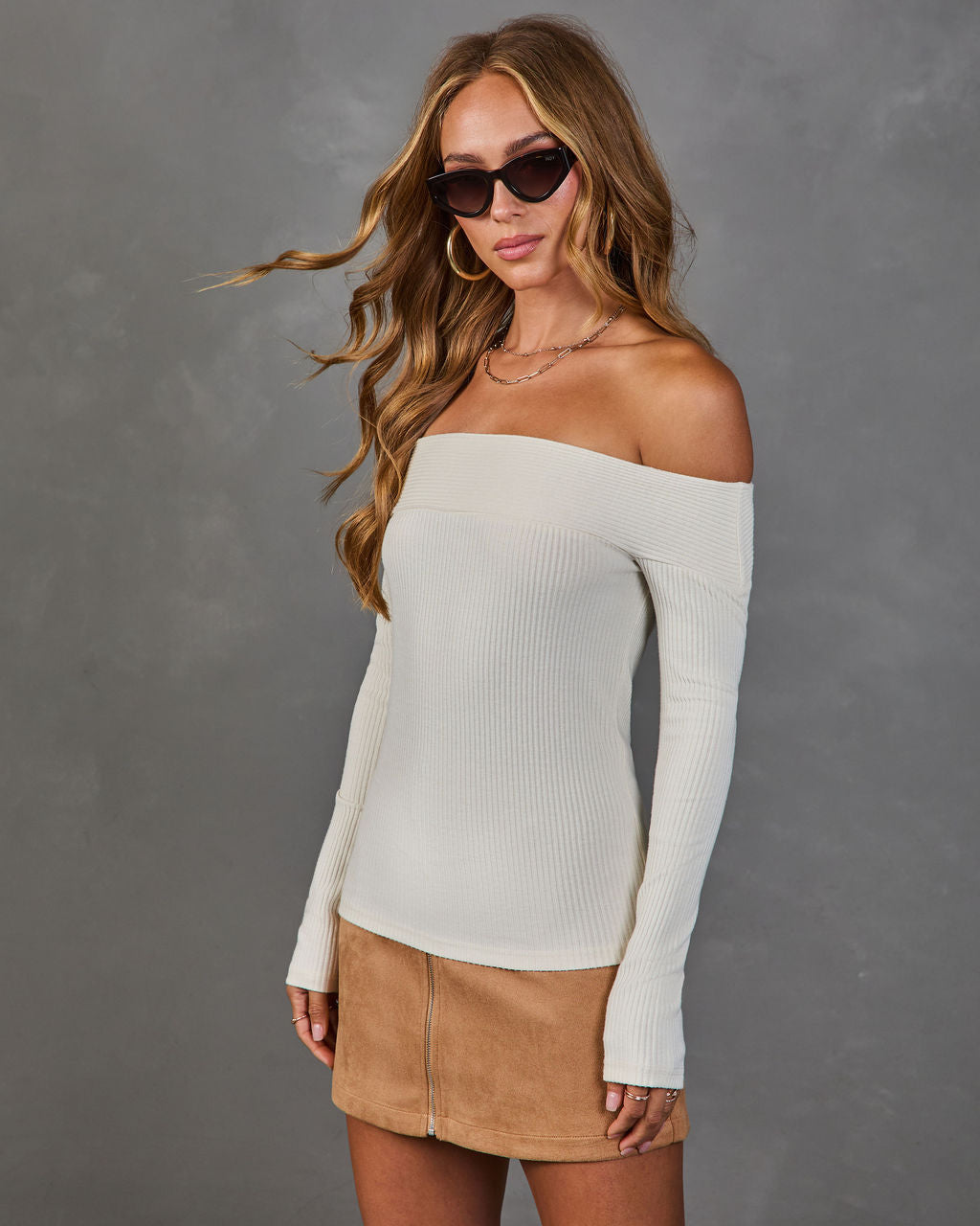 Chic Darling Knit Off the Shoulder Top