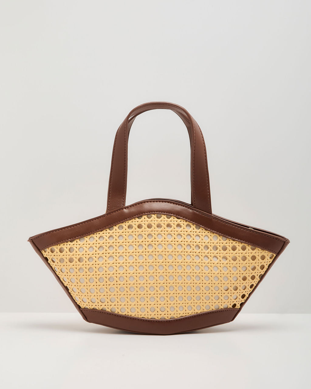 Dayvin Woven Vegan Leather Trim Shoulder Bag