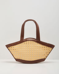 Dayvin Woven Vegan Leather Trim Shoulder Bag