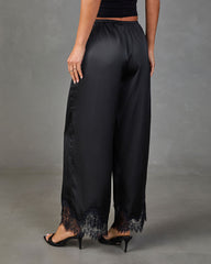 Soera Satin Wide Leg Lace Trim Pants