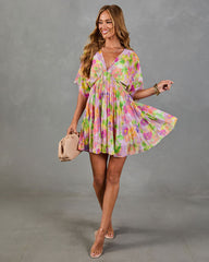 Garden Hush Floral Watercolor Mini Dress