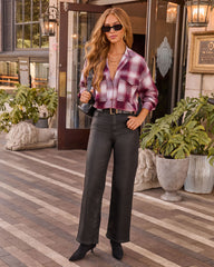 Petaluma Cotton Blend Plaid Button Down Top