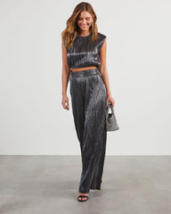 Sinclair Metallic Plisse Crop Blouse