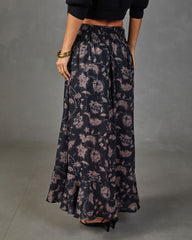 Woodland Darling Leaf Print Maxi Skirt
