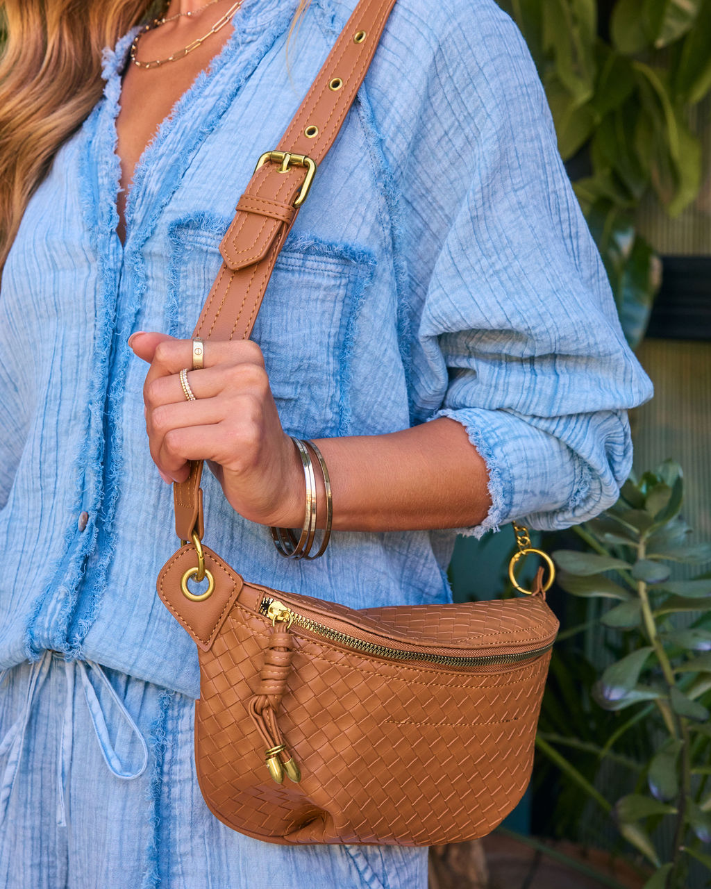 Passport Theory Woven Vegan Leather Belt Bag