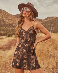 Falling Whim Satin Floral Mini Dress