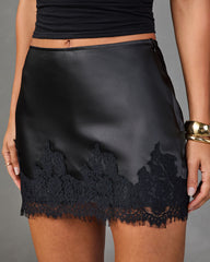 Josie Satin Lace Trim Mini Skort