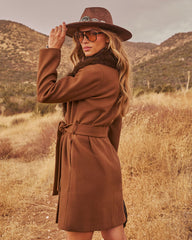 Basset Detachable Faux Fur Wrap Tie Coat